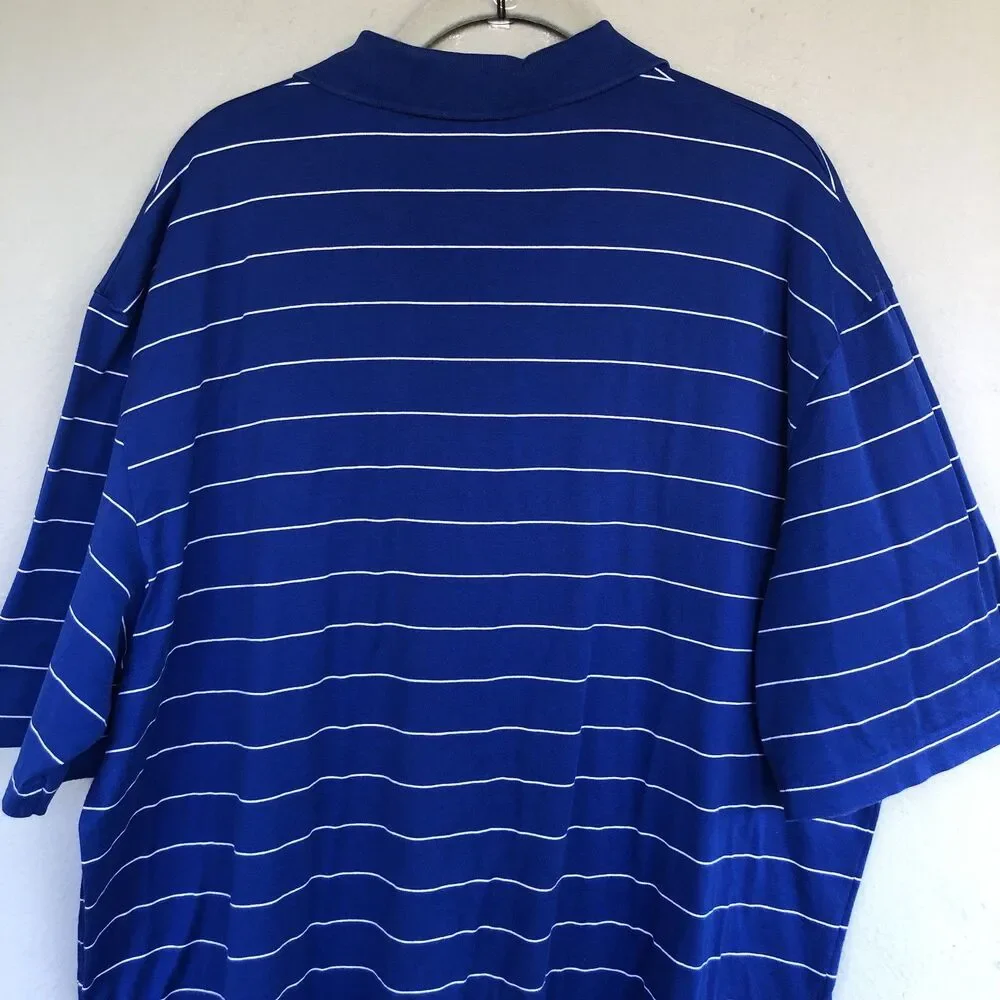 Polo Golf Ralph Lauren Shirt Men XL Blue White Striped Pima Cotton Golf Preppy